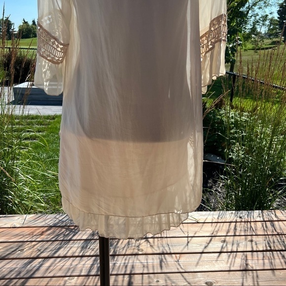 Giulia Italy Silk Crochet Flowy Bohemian Babydoll Dress - Picture 8 of 15